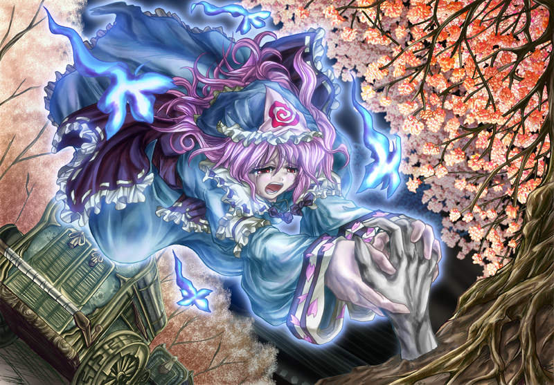 saigyouji yuyuko and saigyou ayakashi (touhou) drawn by amamizu_(myofuu_kai)