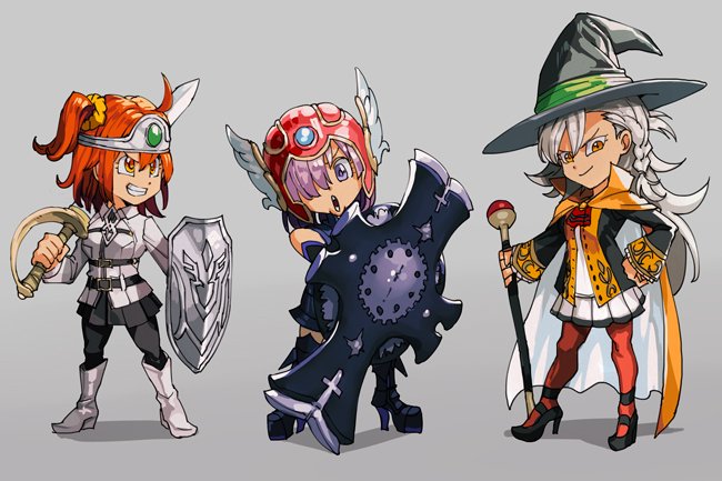 mash kyrielight, fujimaru ritsuka, and olga marie animusphere (fate and 3 more) drawn by hungry_clicker