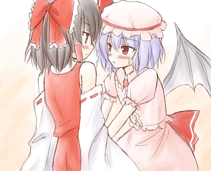 hakurei reimu and remilia scarlet (touhou) drawn by yurusuke.