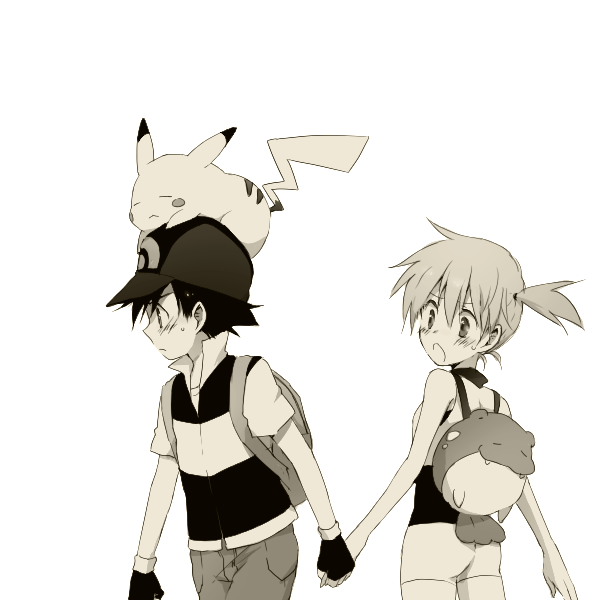 pikachu, ash ketchum, misty, and spheal (pokemon and 1 more) drawn by ochappa
