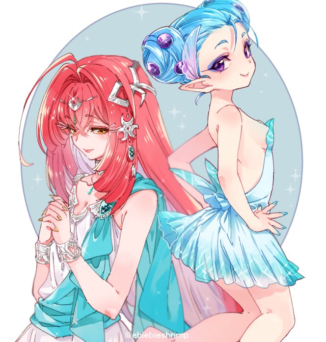 mipha and princess ruto (the legend of zelda and 2 more) drawn by shuri_(84k)