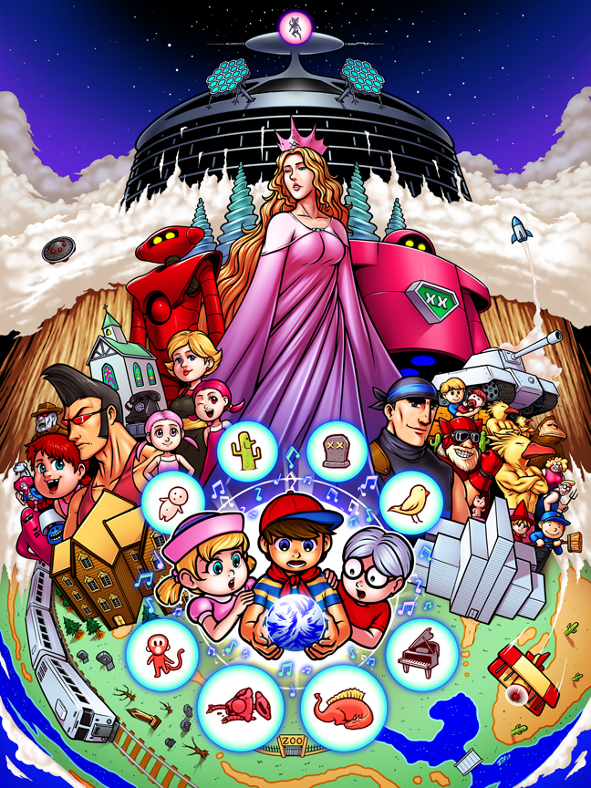 ninten, ana, lloyd, teddy, giygas, and 11 more (mother and 1 more) drawn by jmanvelez