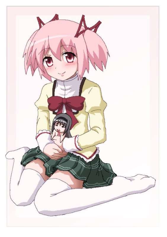 akemi homura and kaname madoka (mahou shoujo madoka magica) drawn by hayashiya_zankurou