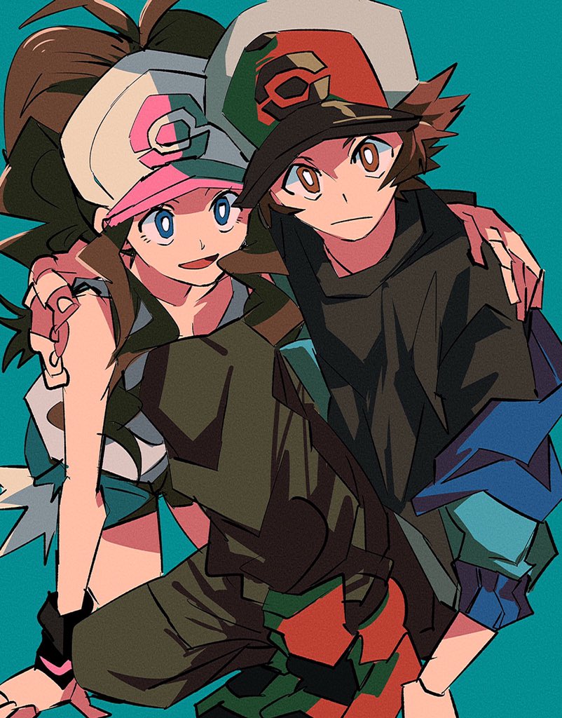 hilda and hilbert (pokemon and 1 more) drawn by zianazu