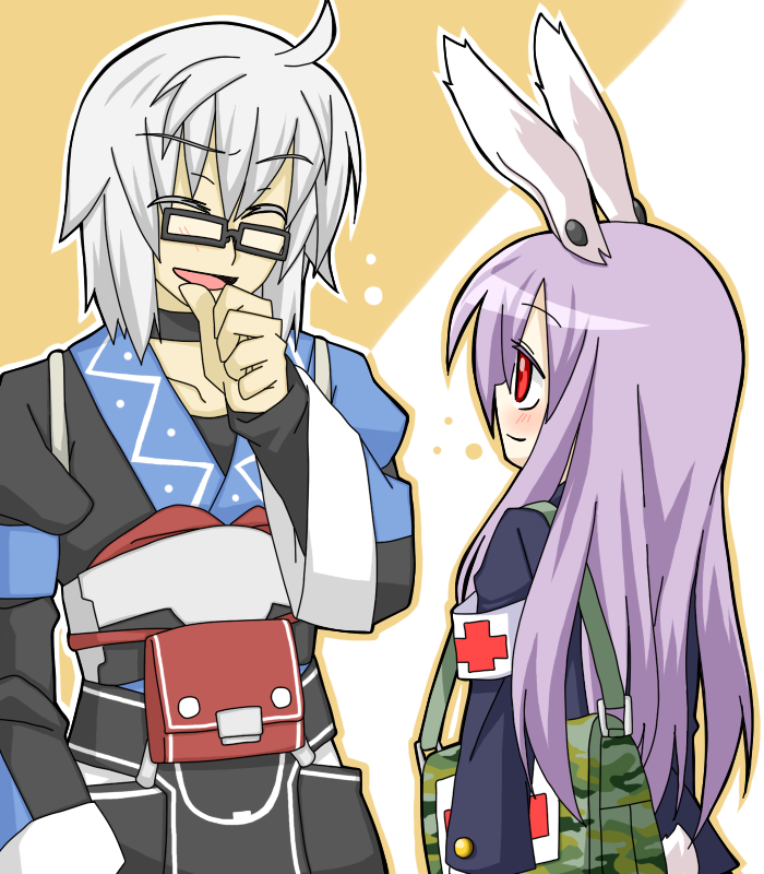 reisen udongein inaba and morichika rinnosuke (touhou) drawn by sag_(karehabase)