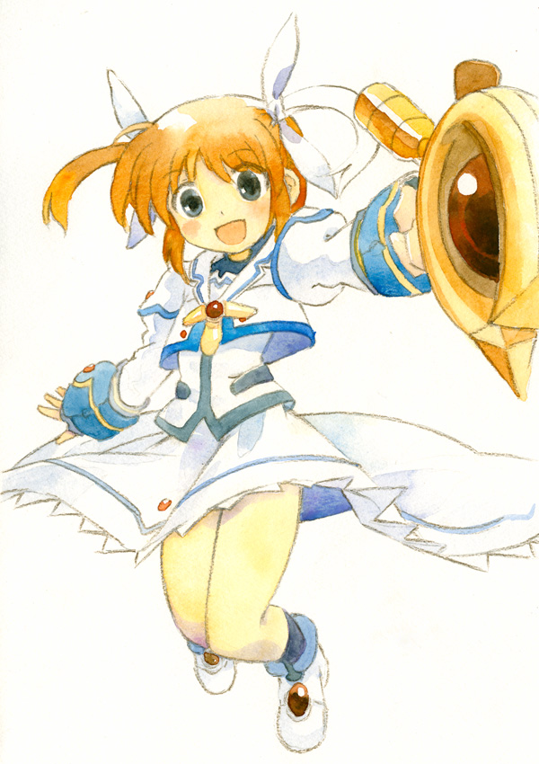 takamachi nanoha and raising heart (lyrical nanoha and 2 more) drawn by kouno_hikaru