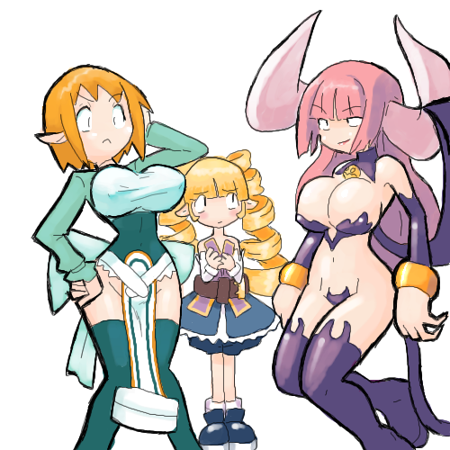 archer, succubus, and magic knight (disgaea and 1 more) drawn by captain_(drawfag)