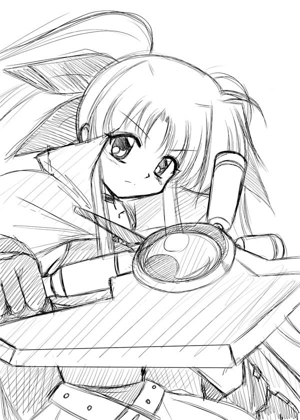fate testarossa and bardiche (lyrical nanoha and 1 more) drawn by mitsuki_(mitsukitei)