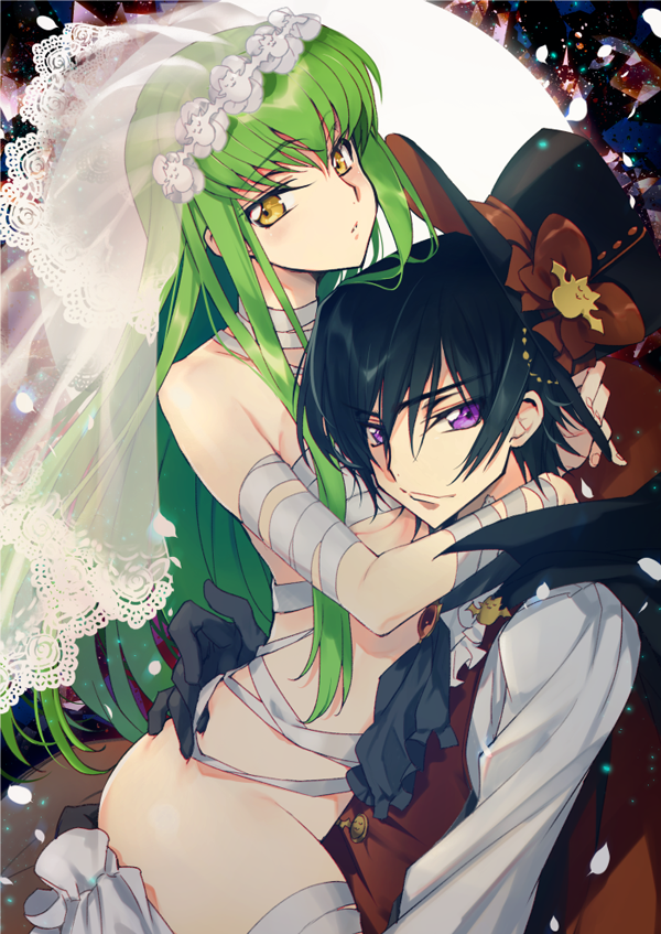 c.c. and lelouch vi britannia (code geass) drawn by creayus