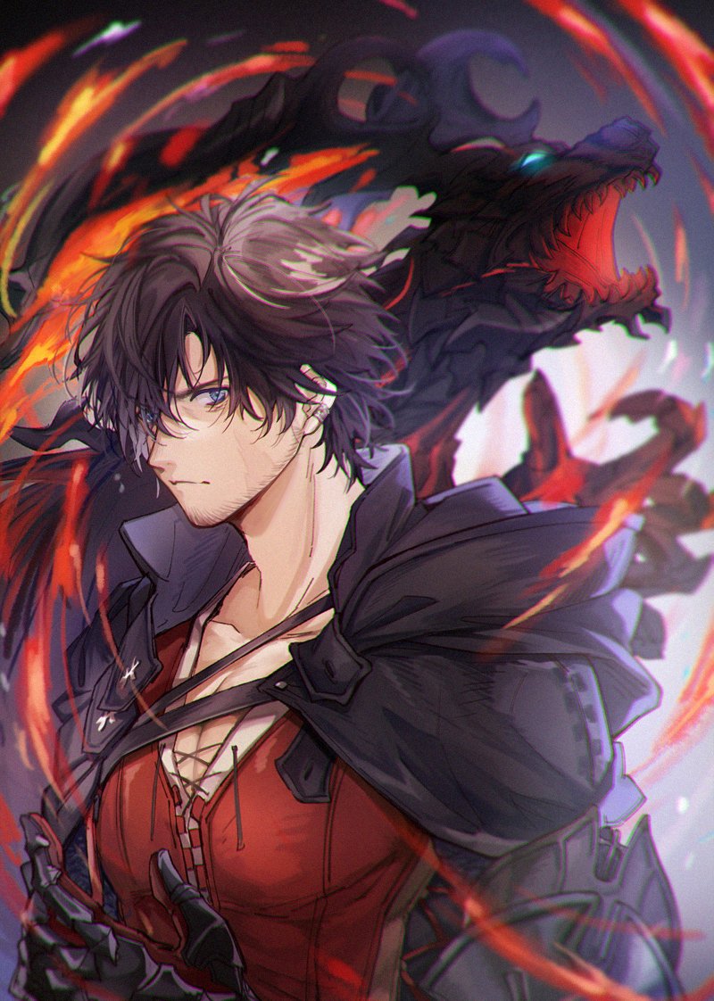 clive rosfield and ifrit (final fantasy and 1 more) drawn by yurichi_(artist)