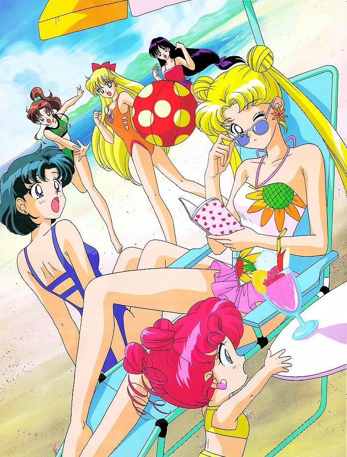 tsukino usagi, mizuno ami, aino minako, hino rei, kino makoto, and 1 more (bishoujo senshi sailor moon and 1 more) drawn by tamegai_katsumi