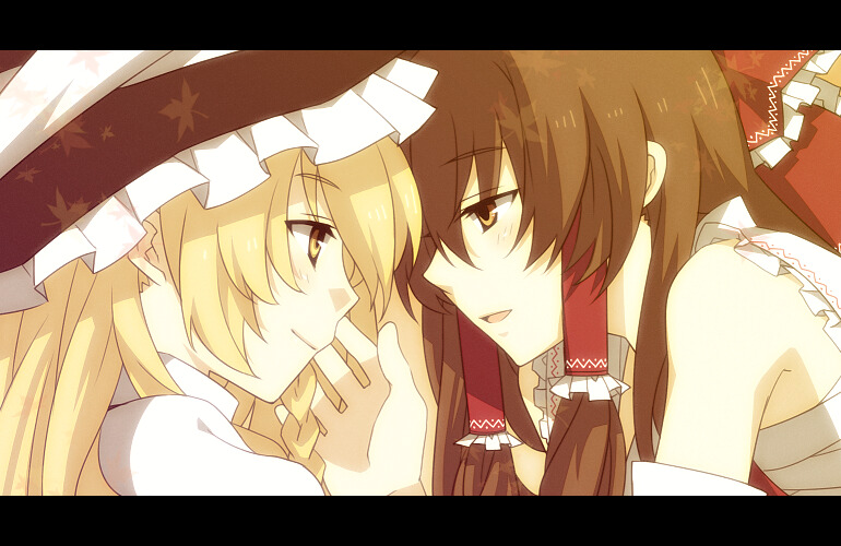 hakurei reimu and kirisame marisa (touhou) drawn by mugura