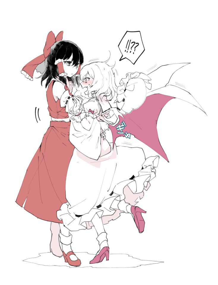hakurei reimu and remilia scarlet (touhou) drawn by yuki_(popopo)