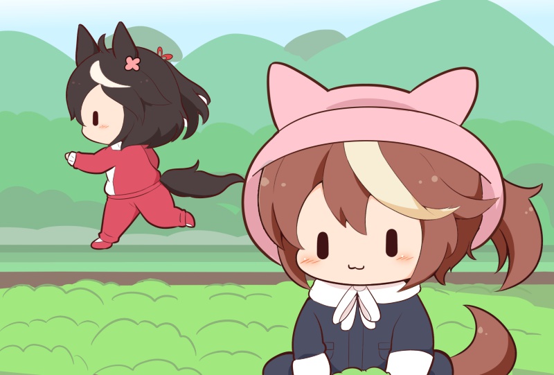 tokai teio and kitasan black (umamusume) drawn by gomashio_(goma_feet)