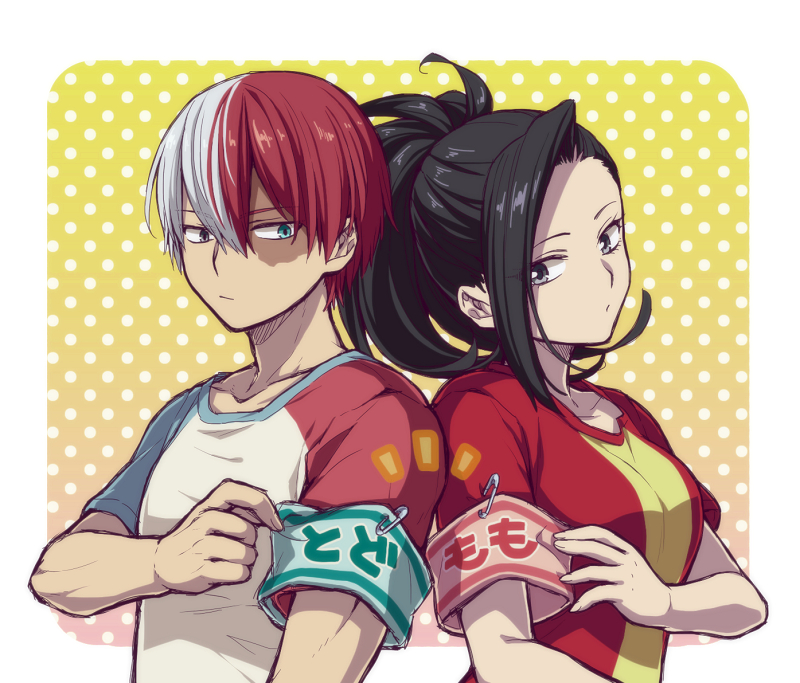 todoroki shoto and yaoyorozu momo (boku no hero academia) drawn by hiyori_(rindou66)