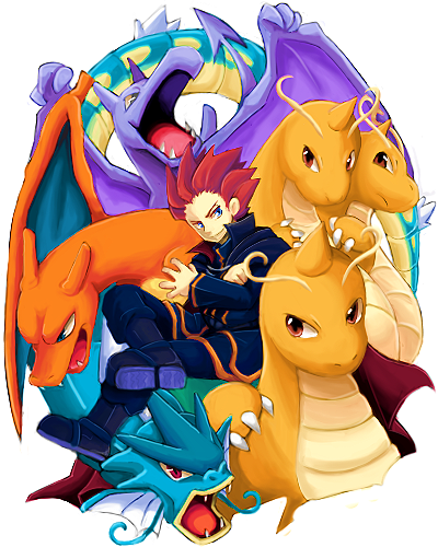 charizard, dragonite, lance, gyarados, and aerodactyl (pokemon and 1 more) drawn by nekoichi