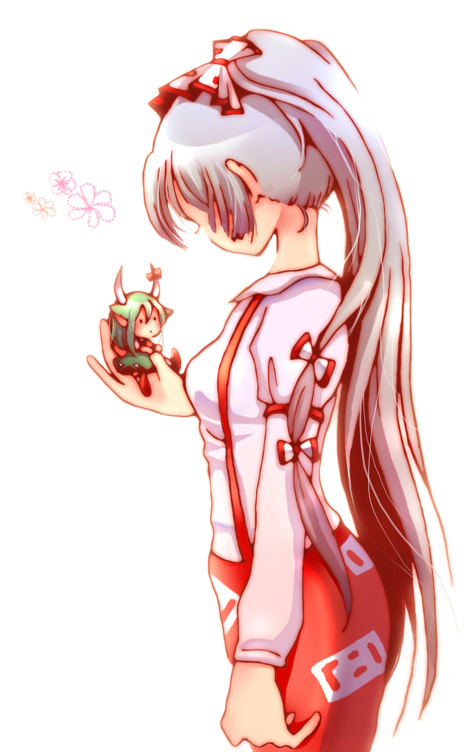 fujiwara no mokou, kamishirasawa keine, and ex-keine (touhou) drawn by koroneri