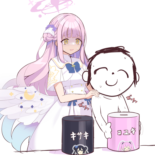 sensei, doodle sensei, mika, kisaki, and koyuki (blue archive) drawn by o_(rakkasei)