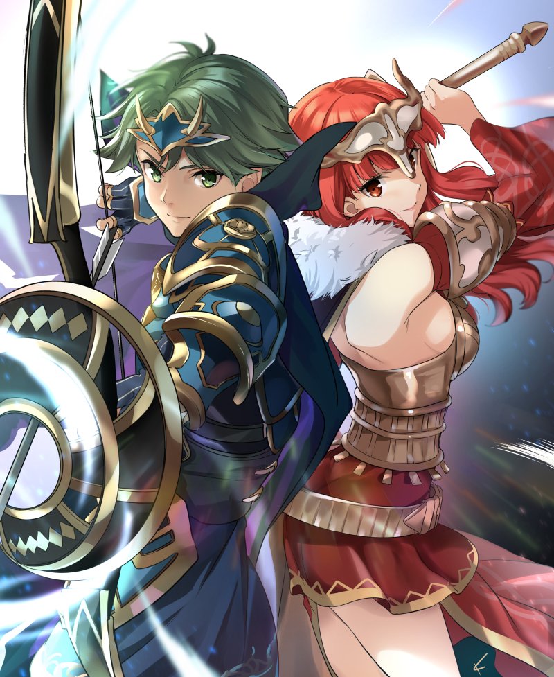 celica and alm (fire emblem and 2 more) drawn by taromarun