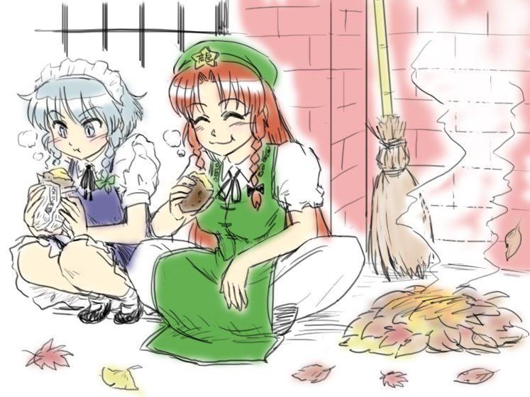 izayoi sakuya and hong meiling (touhou) drawn by takami_(manda)