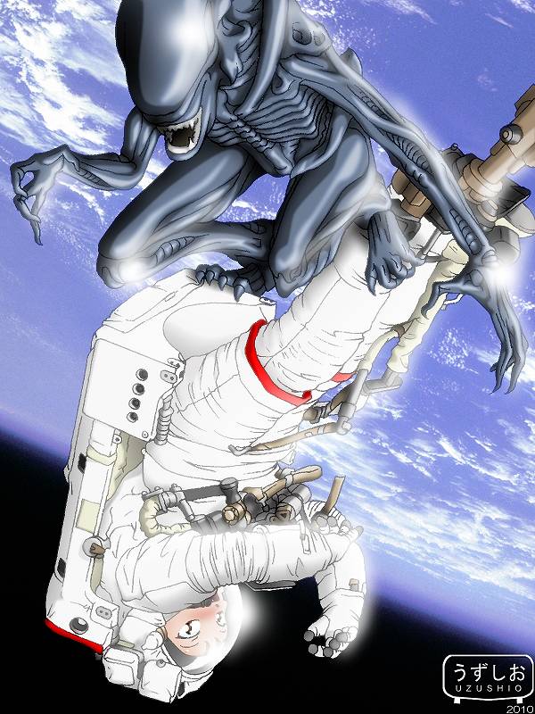 nekomusume and xenomorph (gegege no kitarou and 1 more) drawn by uzushio_(uzusio)