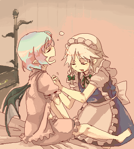 remilia scarlet and izayoi sakuya (touhou) drawn by takishima_asaka