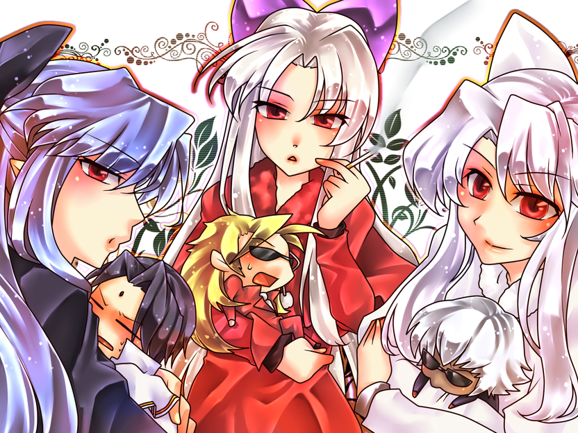len, white len, k', kagami shinnosuke, red len, and 1 more (the king of fighters and 6 more) drawn by tobi_(discharge_cycle)