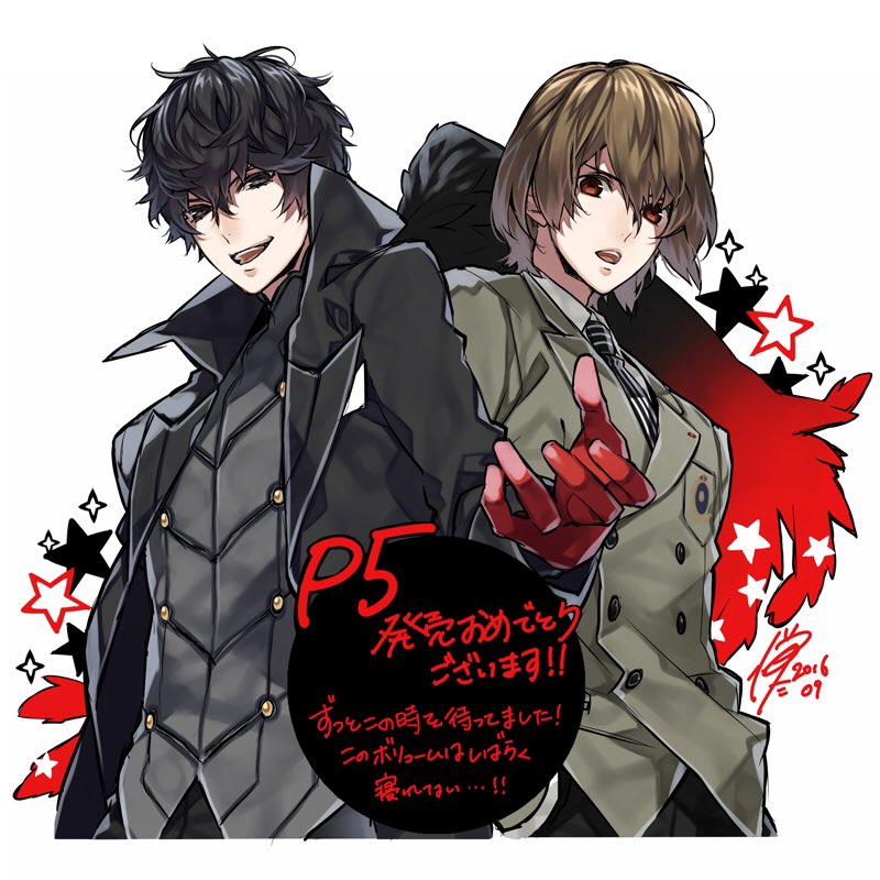 amamiya ren, akechi gorou, and joker (persona and 1 more) drawn by teita_(88_taho)