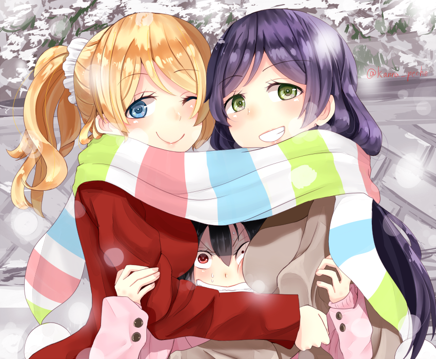 tojo nozomi, yazawa nico, and ayase eli (love live! and 1 more) drawn by narushima_kanna