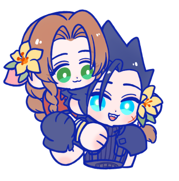 aerith gainsborough and zack fair (final fantasy and 2 more) drawn by 105zz