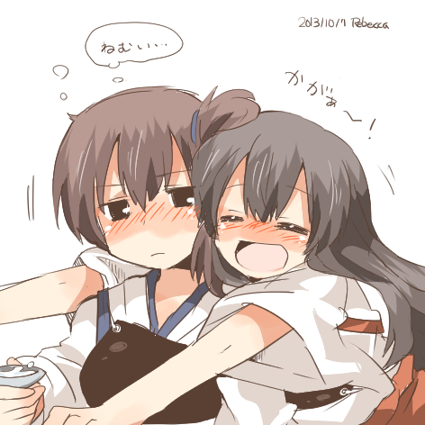 kaga and akagi (kantai collection) drawn by rebecca_(keinelove)