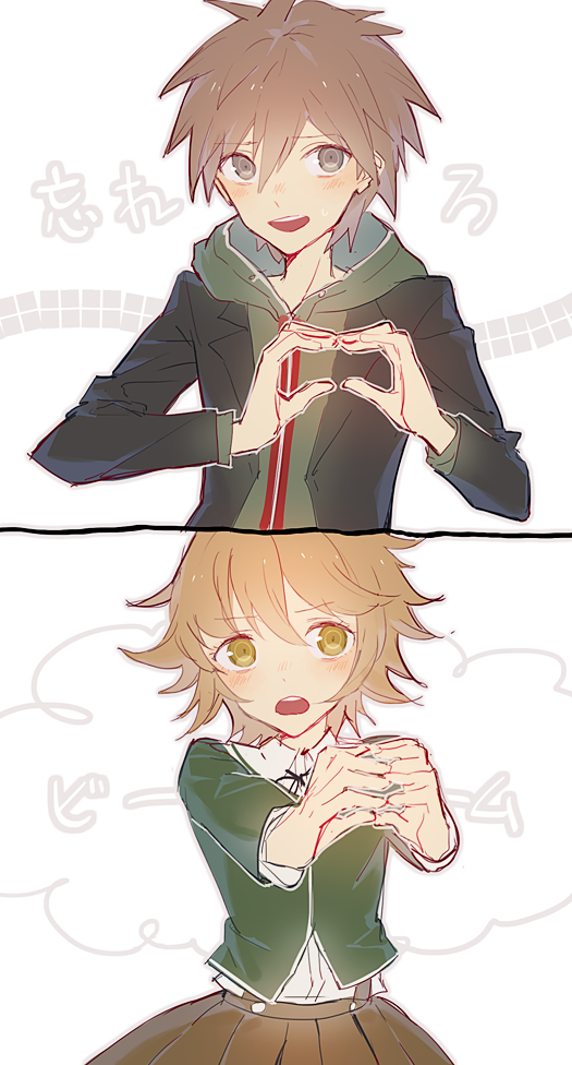 naegi makoto and fujisaki chihiro (danganronpa and 1 more) drawn by io_(sinking=carousel)