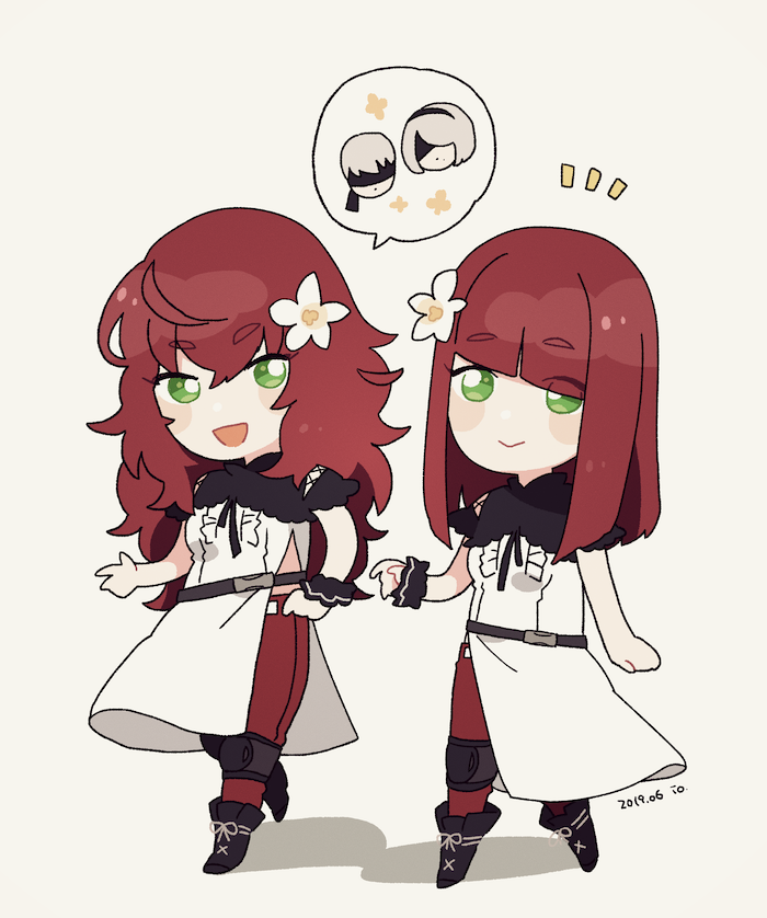 2b, 9s, devola, and popola (nier and 1 more) drawn by malt_40