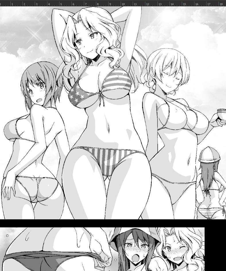 nishizumi miho, darjeeling, kay, and mika (girls und panzer) drawn by nakamura_yukitoshi