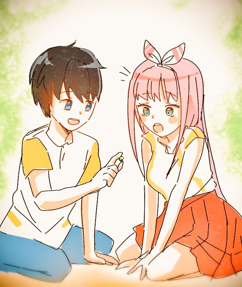 zero two and hiro (darling in the franxx) drawn by 6639he