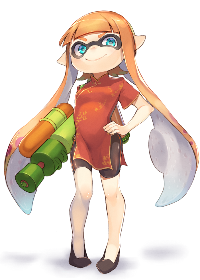 inkling player character and inkling girl (splatoon and 1 more) drawn by gi_(melmail)