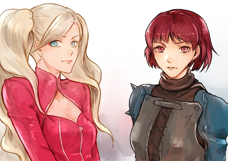 takamaki anne, niijima makoto, panther, and queen (persona and 1 more) drawn by etroveria