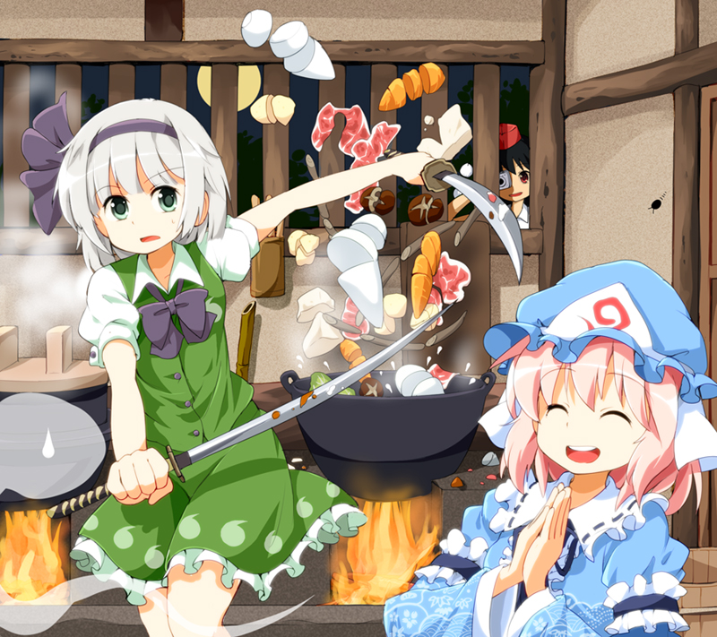 konpaku youmu, shameimaru aya, and saigyouji yuyuko (touhou) drawn by ruu_(tksymkw)