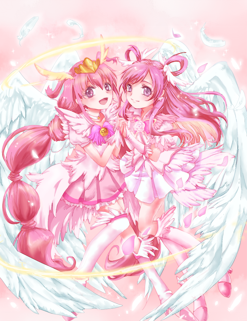 hoshizora miyuki, yumehara nozomi, cure happy, cure dream, shining dream, and 1 more (precure and 2 more) drawn by mirrrrr