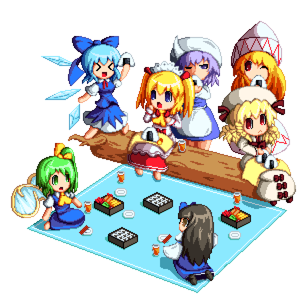 cirno, daiyousei, letty whiterock, lily white, star sapphire, and 2 more (touhou) drawn by kisasage_kouta