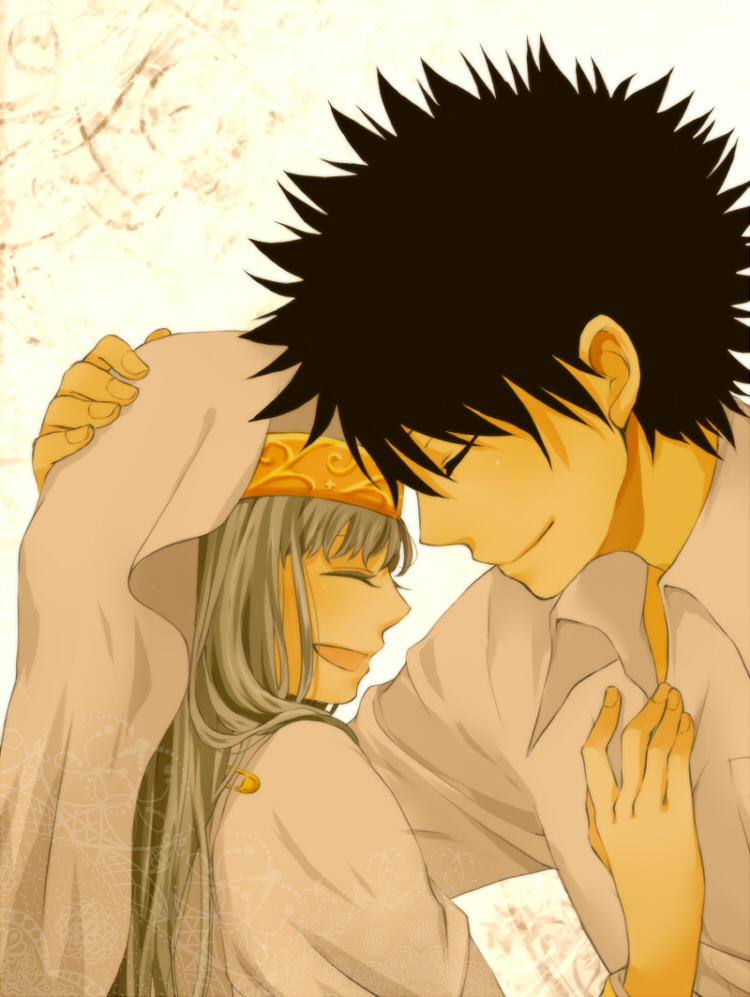 kamijou touma and index (toaru majutsu no index) drawn by sani_(nmk_sunny)