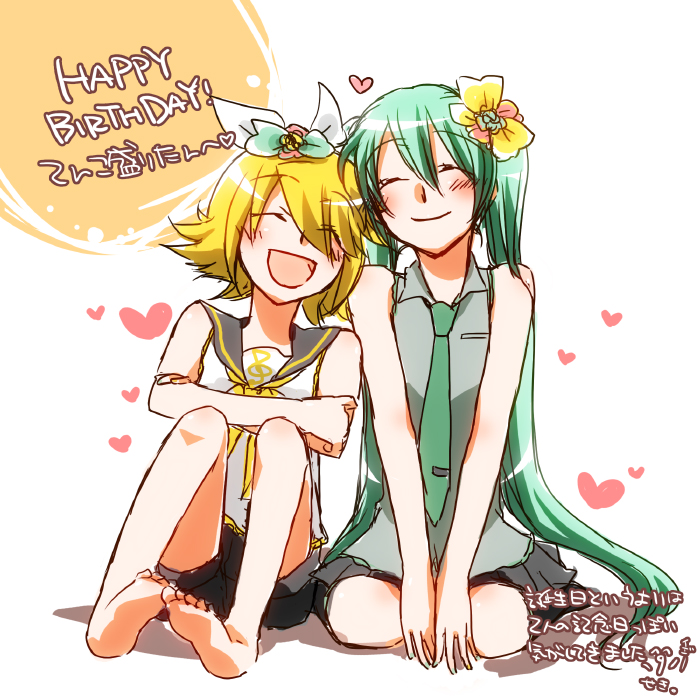 hatsune miku and kagamine rin (vocaloid) drawn by sekihara_umina