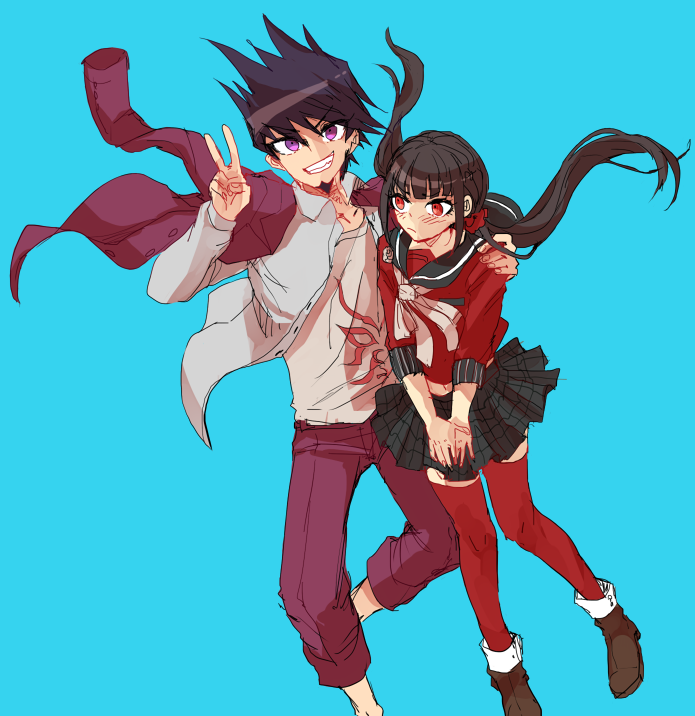 harukawa maki and momota kaito (danganronpa and 1 more) drawn by det_(kaedb)
