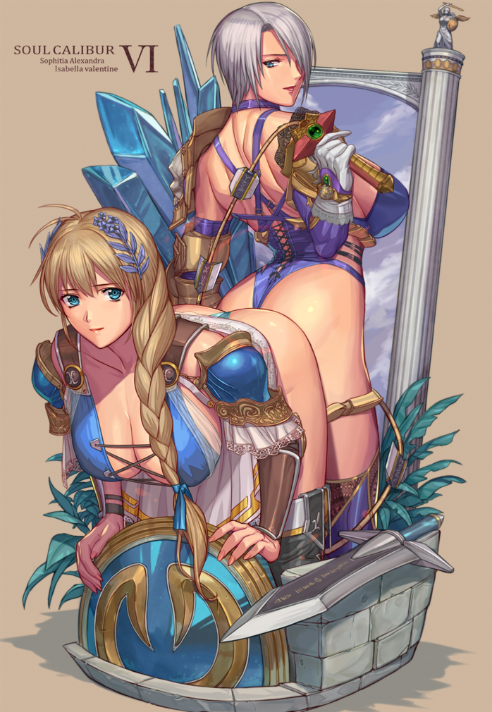 isabella valentine and sophitia alexandra (soulcalibur and 1 more) drawn by ibanen