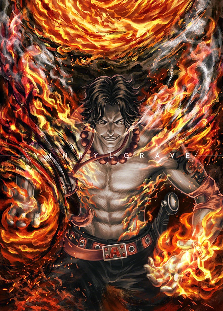 portgas d. ace (one piece) drawn by vinrylgrave
