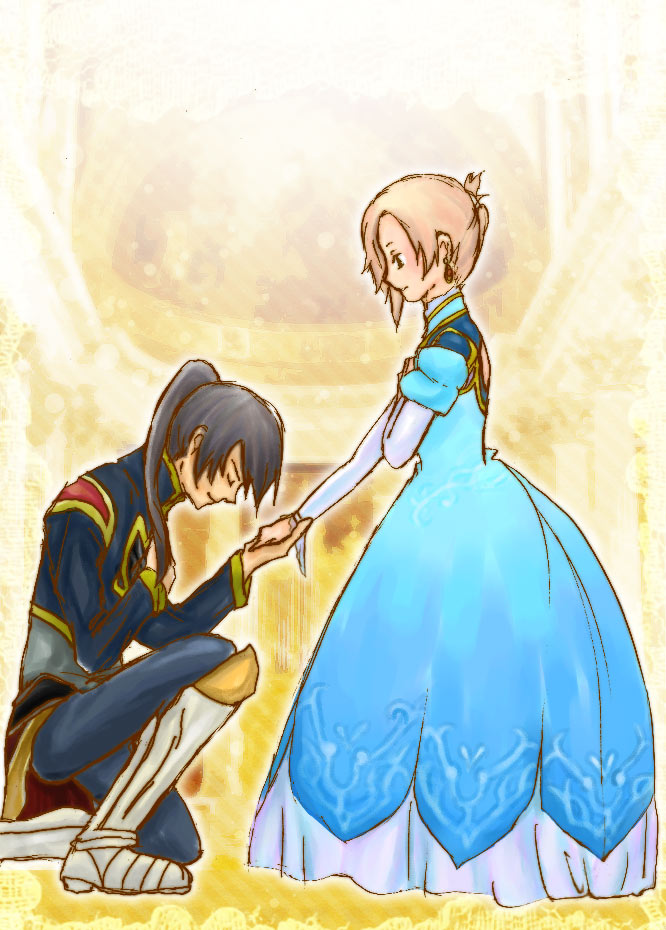 yuri lowell and estellise sidos heurassein (tales of and 1 more) drawn by shio_(loverabbit)