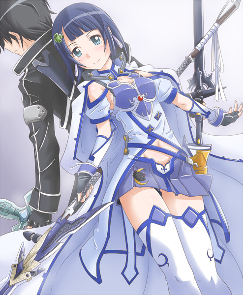 kirito and sachi (sword art online) drawn by jack_(slaintheva)
