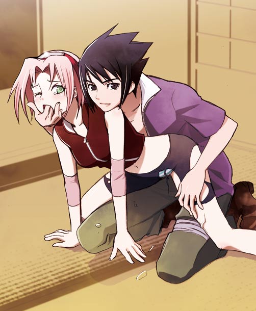 haruno sakura and uchiha sasuke (naruto) drawn by nanji3