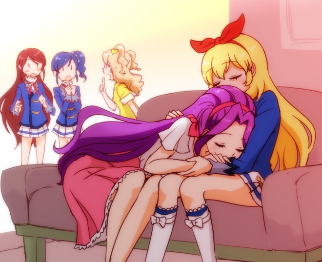 hoshimiya ichigo, kiriya aoi, shibuki ran, natsuki mikuru, and kanzaki mizuki (aikatsu!) drawn by hitaishou_chiritori