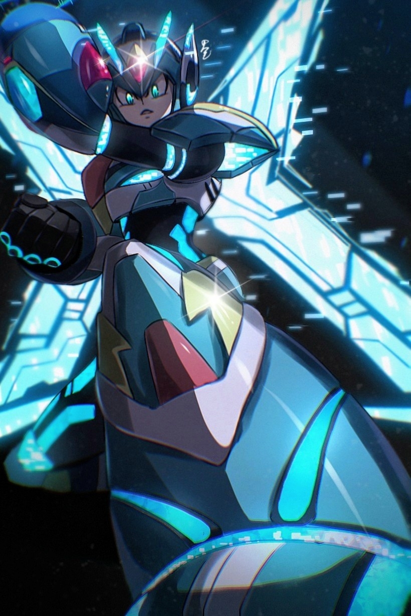 x and dive armor x (mega man and 2 more) drawn by cang_she